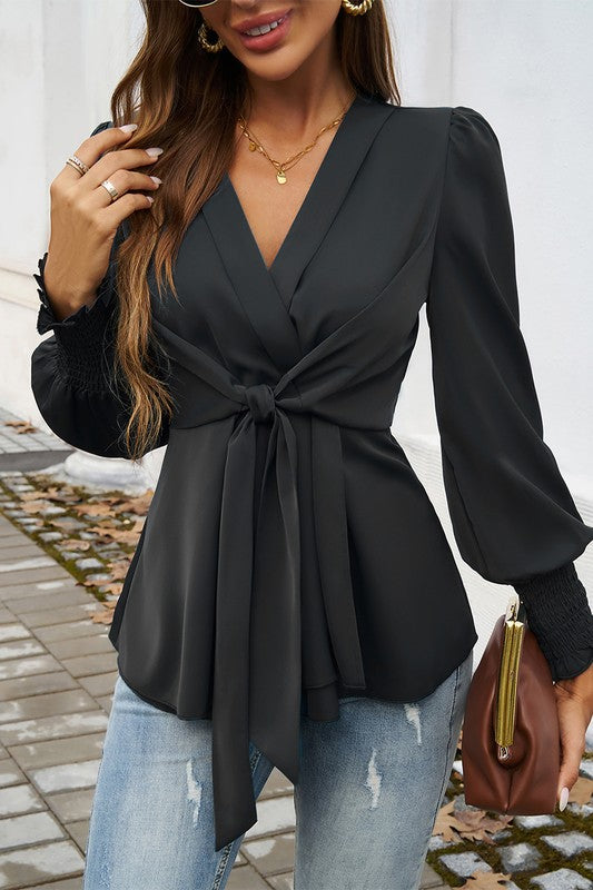 Black V Neck Blouse